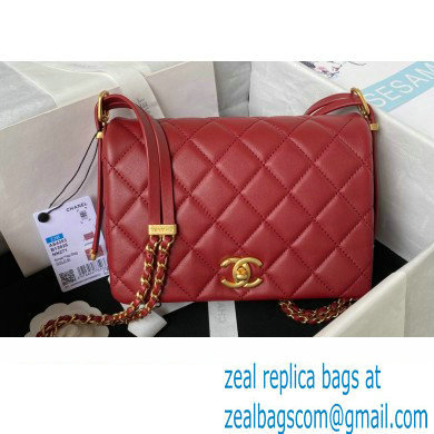 Chanel Lambskin & Gold-Tone Metal Small Flap Bag AS4353 Burgundy 2023